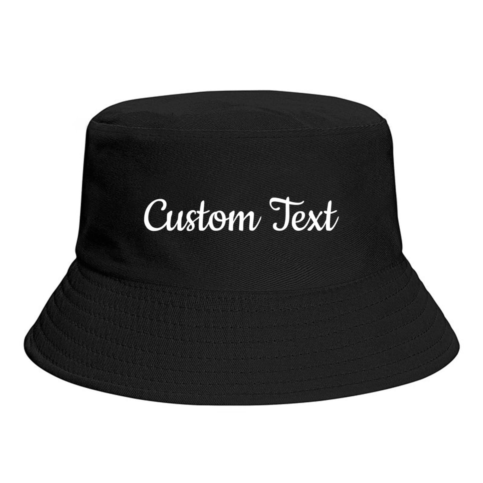 Miujonvy Unisex Black Custom Bucket Hats For Men Custom Text Fisherman Hat Sun Hat For Summer Travel Beach