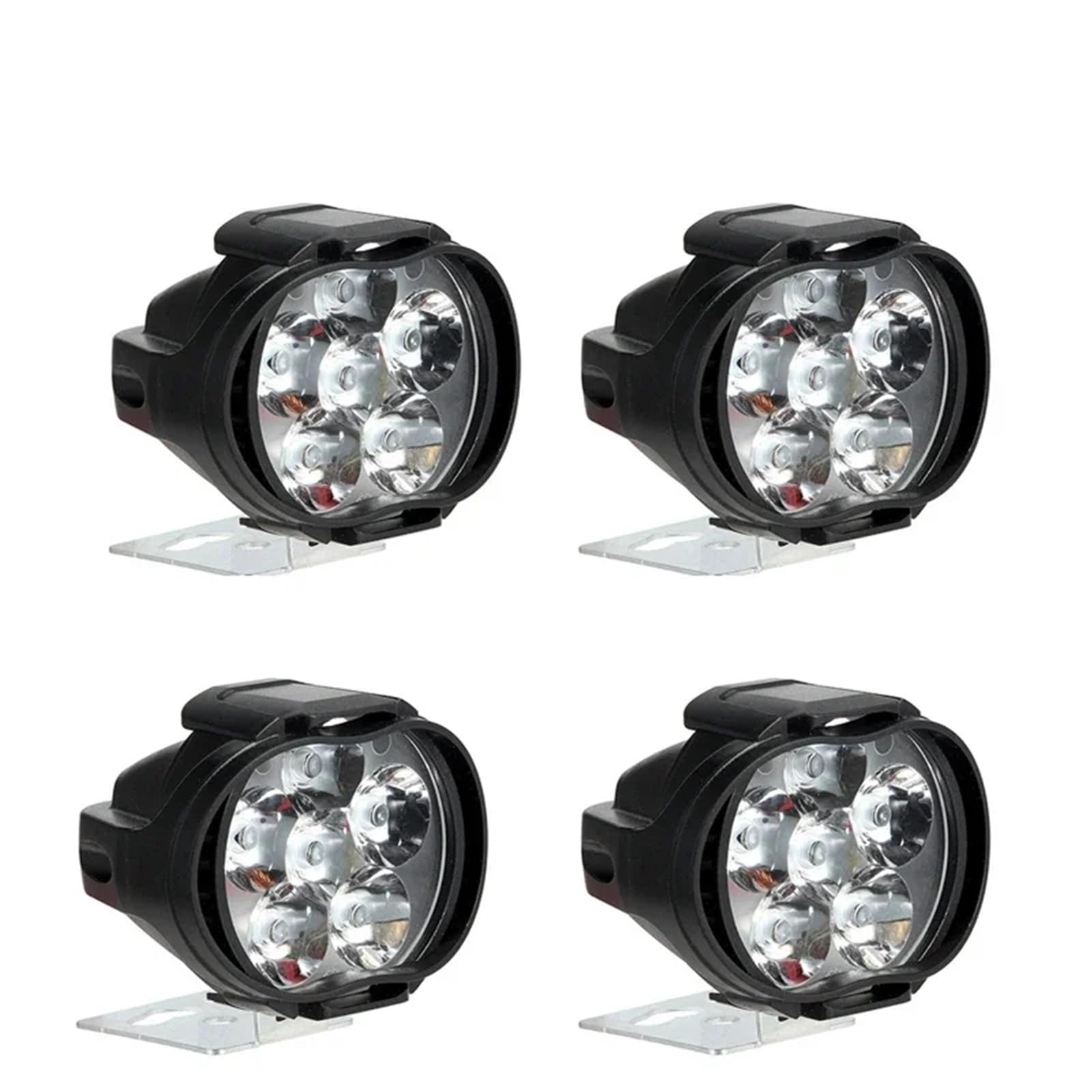 Phare Avant Moto Phares Moto Feux Auxiliaires Scooter Projecteurs Ampoules Antibrouillard À 6 LED Feux Travail Avec Interrupteur Feux Phare(4 piece)