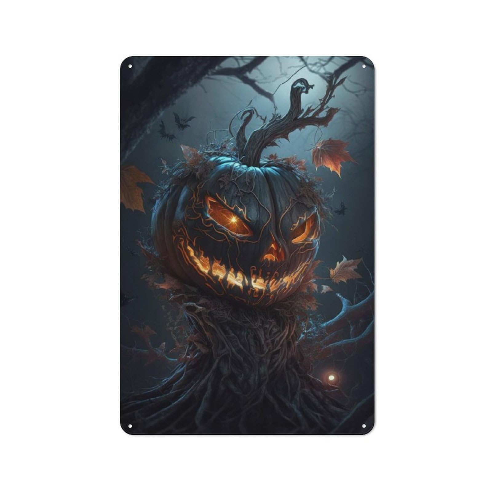 Junmoney Halloween Ii 30X20cm Rustic Metal Sign With For Hobby Room Or Studio, Metal Sign Decor For Hobby Rooms And Studios
