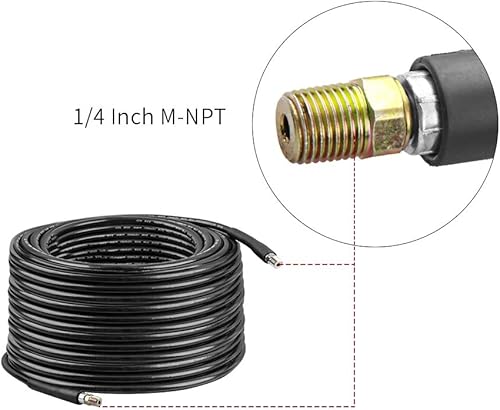 Miniatura 3 de Sooprinse Kit de chorro de alcantarillado para lavadora a presión, manguera de 100 pies, NPT de 14 de pulgada, nariz de botón y boquilla de chorro