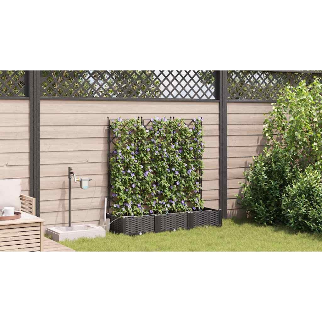 Lote de 3 macetas de jardín con celosía (plástico, 120 x 40 x 126 cm), color negro
