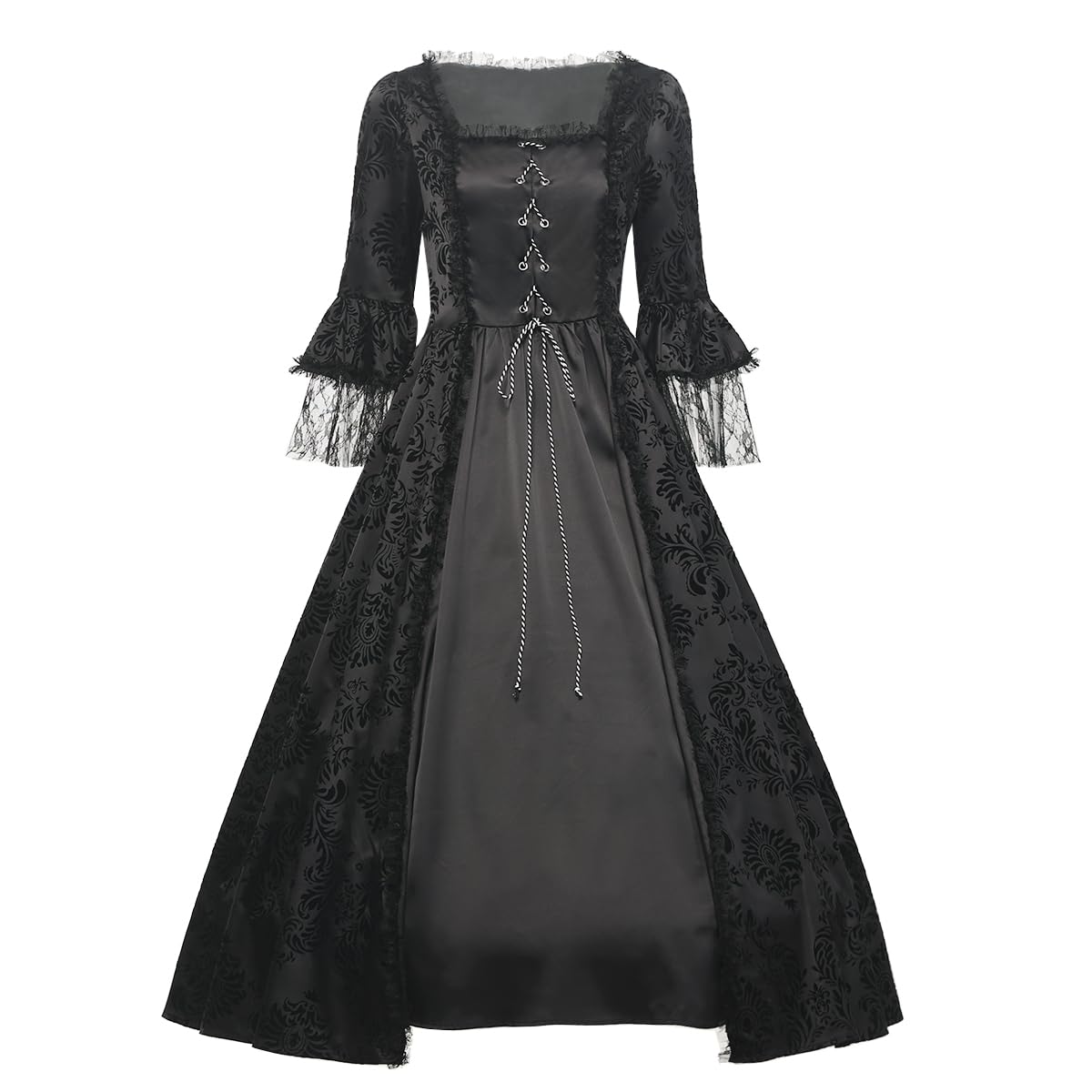 CAMDOM Viktorianische Kleider für Frauen Vintage Court Maskerade Kleid Mittelalter Gothic Lolita Party Swinging Abendkleid mit Petticoat