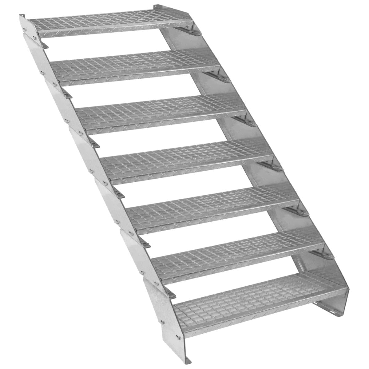 Escalera Metálica Ajustable - 7 escalones 900mm/90 cm ancho x 300mm/30cm alto | Acero Galvanizado | Peldaños impermeables | Pernos, arandelas y tuercas INCLUÍDOS | Ideal exterior