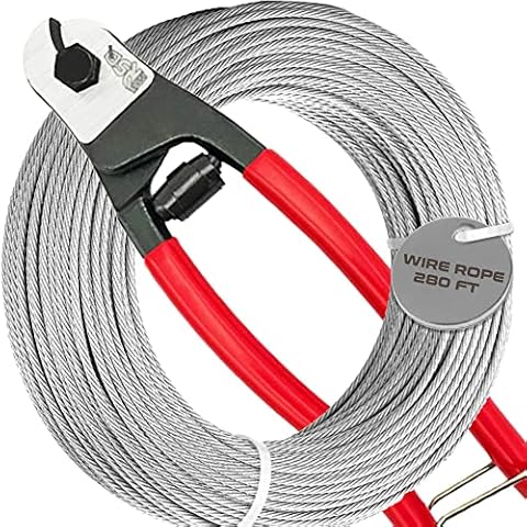 8" Stainless Steel Cable Cutters Heavy Duty + 280FT Stainless Steel Cable 1/8 inch Deck Cable Railing Hardware. T316 Stainless Steel Cable 1/8 Wire Rope Aircraft Cable Stainless Steel & Wire Cutter 8" Cover