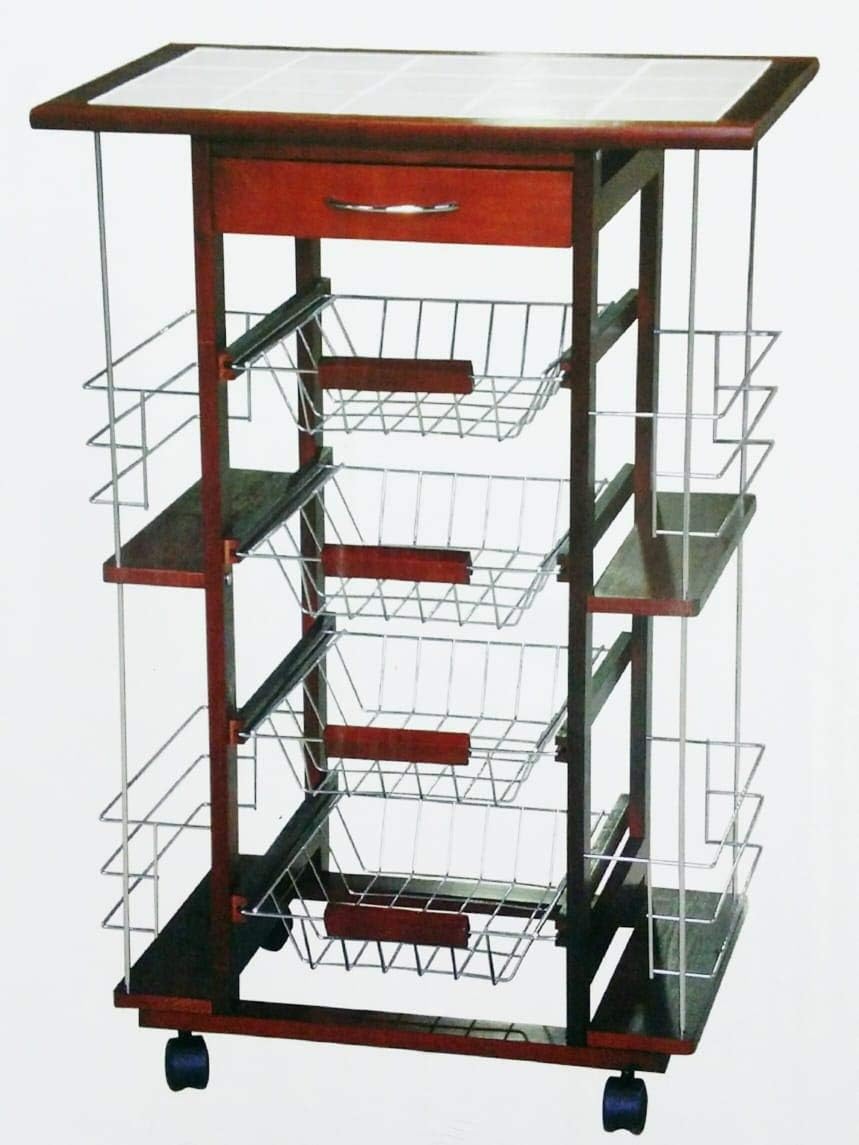 Solid Wooden Kitchen Trolley Amazon.ae Home