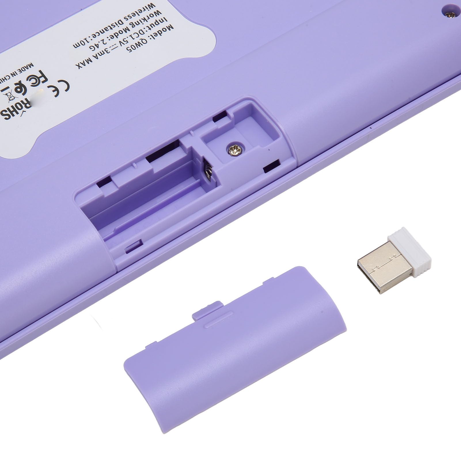 Mieszane Kolory Bezprzewodowej Klawiatury i Myszy, Układ Klawiatury QWERTY, Bezprzewodowy Odbiornik USB 2,4 GHz, Plug and Play, zgodność z PC, Smart TV (Fioletowy)