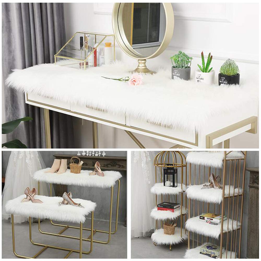 Chemin de table en peluche de couleur unie - Écharpe décorative en fausse peau de mouton - Antidérapant - Pour Noël, mariage - Rose - 120 x 60 cm