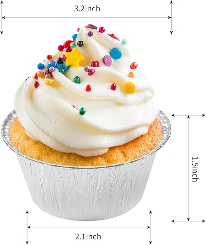 Miniatura 2 de Vasos de aluminio para hornear, paquete de 200 moldes desechables de 4 onzas, moldes de aluminio para magdalenas, moldes de aluminio para