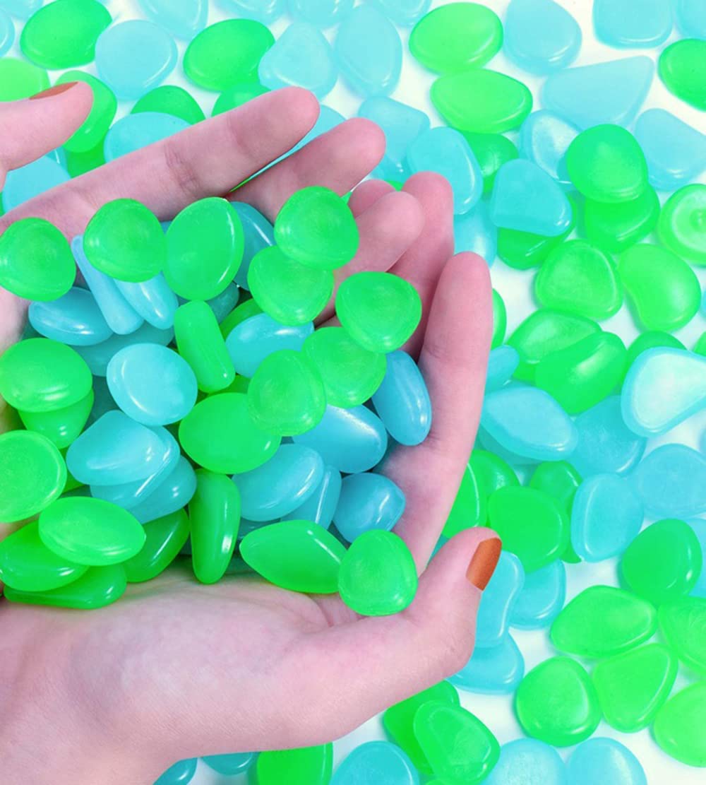 300 Pietre Luminose Per Giardino E Acquario - Ciottoli Fluorescenti Che Brillano Al Buio, Colore Arancione - Foto 8