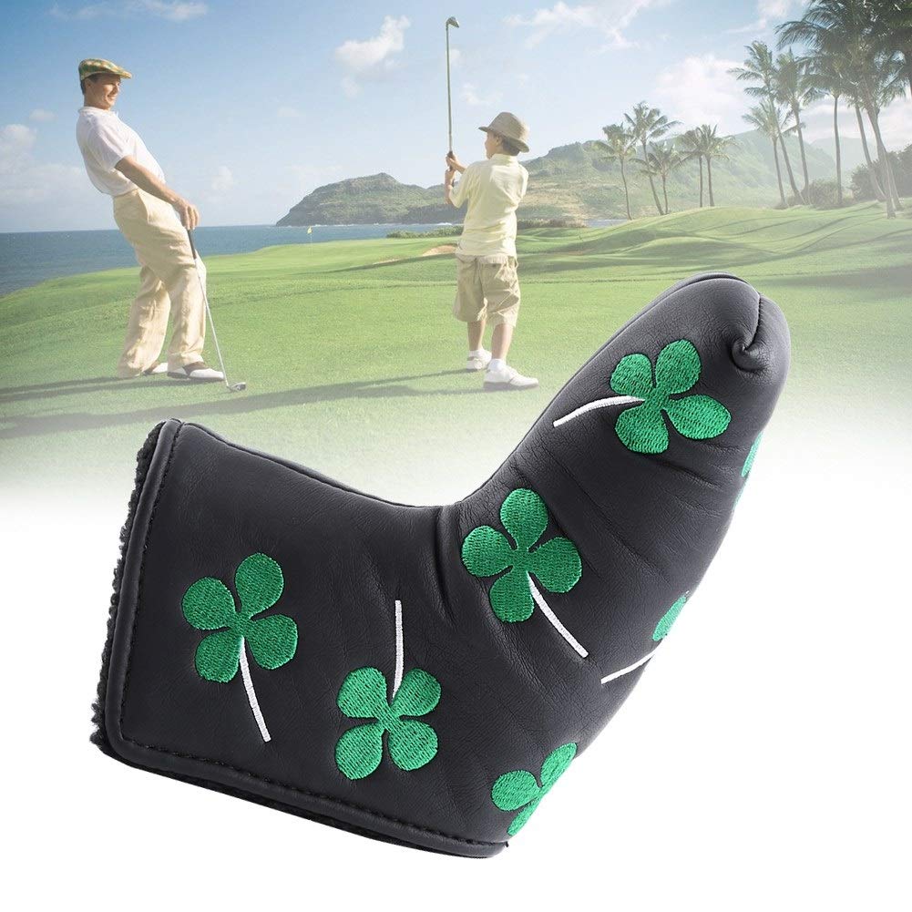 Nikou Putter Cover Clover Golf Headcover Blade Cover, Pu Four Leaf Accessorio per attività(Nero)