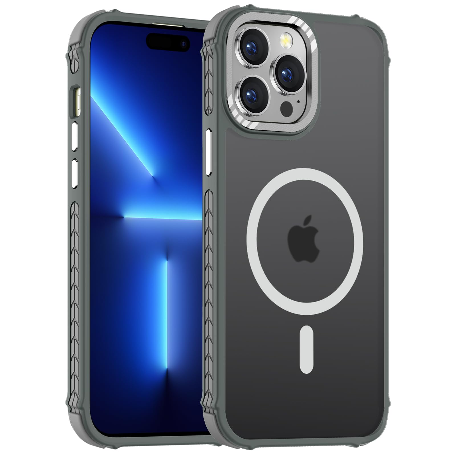 DEERLAMN Strong Magnetic Case for iPhone 13 Pro Max 6.7-Inch,[Compatible with Magsafe][Military Grade Drop Protection] Translucent Matte Shockproof