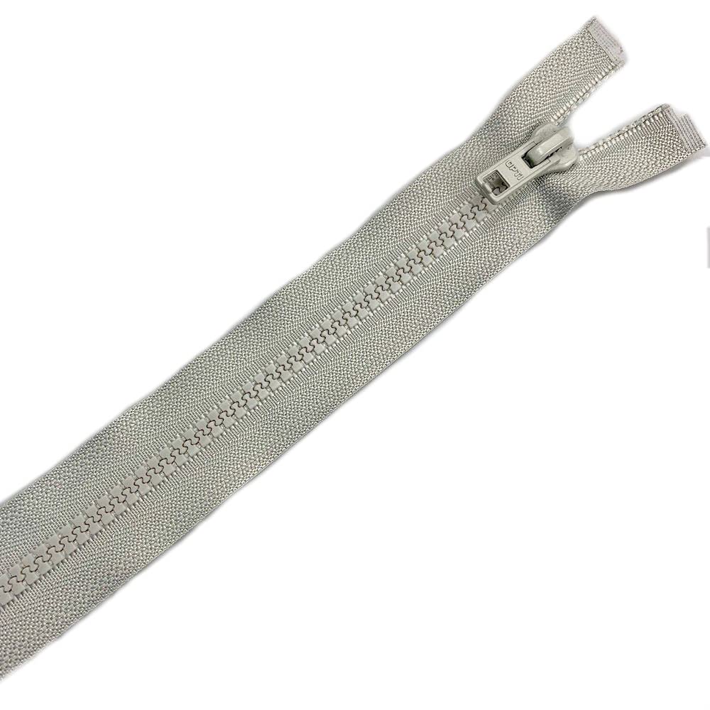 Plush Addict Heavy Duty Chunky Plastic Open-Ended Zip Fasteners for Sewing Crafts, Clothing and Accessories - Light Grey - 34" (86cm)