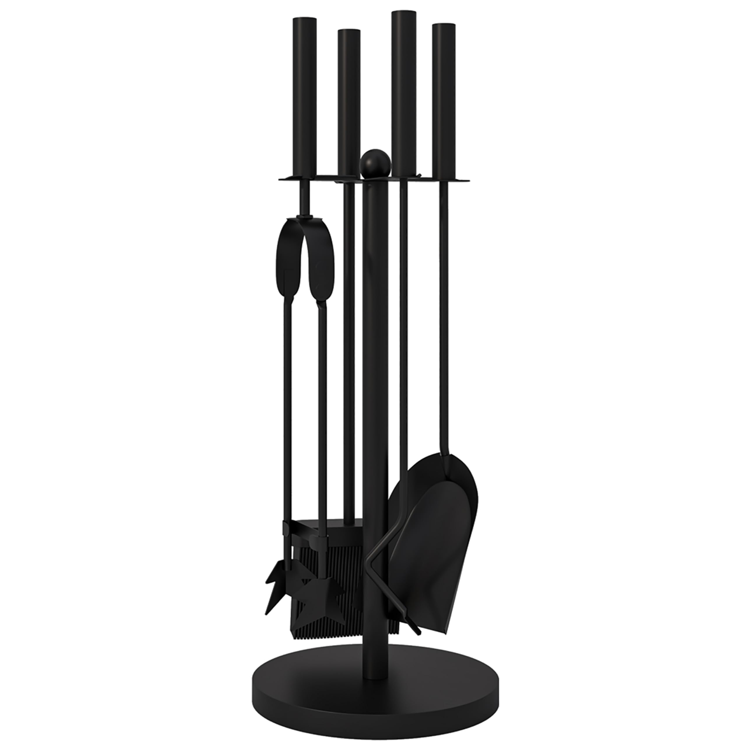 Kingson - Juego de 5 piezas para chimenea negro – Dia18x48cm – Accesorios para quemador de leña – Kit completo de herramientas para el mantenimiento de chimeneas