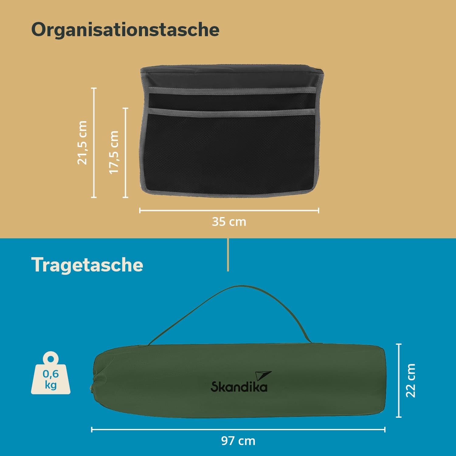 Skandika Campingstuhl Relax Comfort | Bequemer Klappstuhl mit Getränkehalter und Kühlfach, bis max. 160 kg, klappbar, leicht | Faltstuhl für Camping, Zelten, Festival, Angeln
