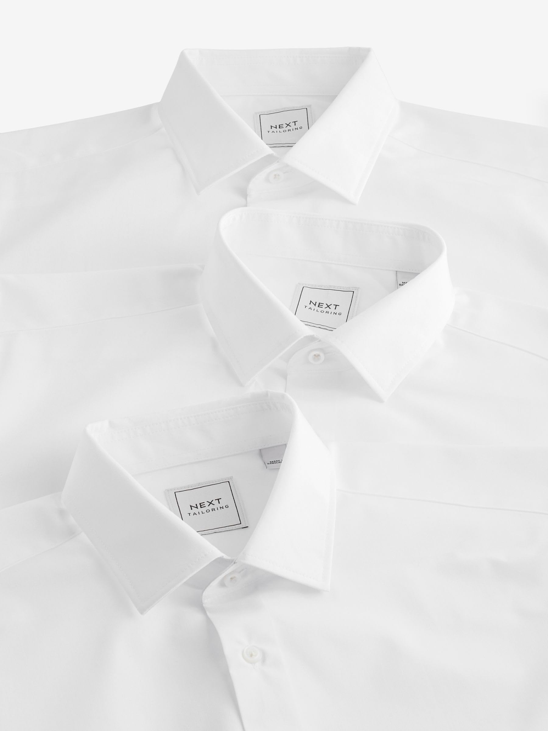 NEXT Uomini Confezione da 3 Camicie Eleganti Easy-Care con Polsino Singolo | Adulto, e vestibilità slim, colletto classico e polsino singolo