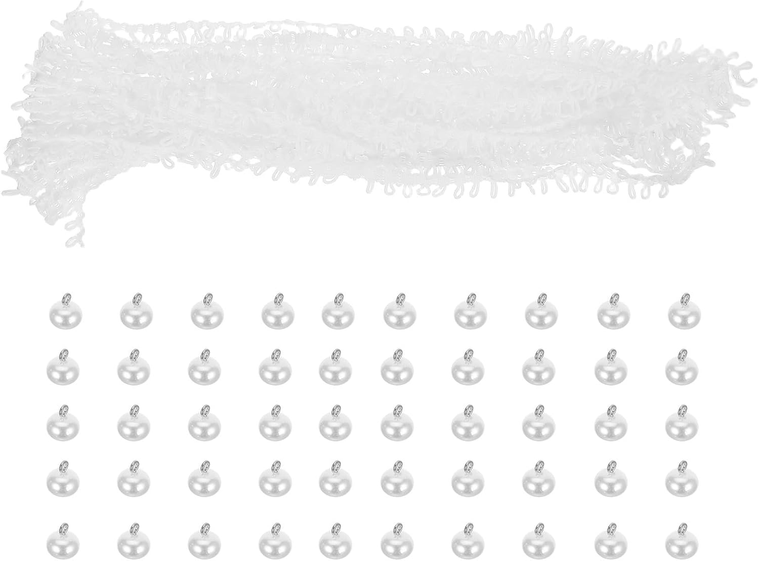 White Wedding Dress Button Loops with Elastic Nylon Braid and Mushroom Shaped Resin Buttons, Sturdy Embellishing Trim for Hats, Craft Projects, and DIY Costume Supplies