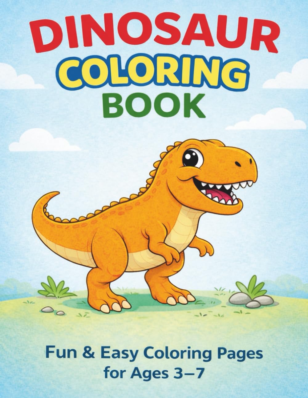 Dinosaur Coloring Book for Kids Ages 3-7: Fun & Easy Coloring Pages with Cute Dinosaurs