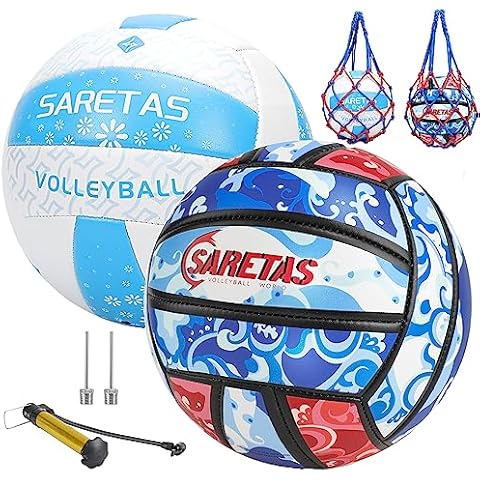 Saretas Volleyball Soft Beach Volleyball Official Size for Outdoor/Indoor Play, Volley Balls for Youth Teens Girl and Kids, Practice Orange Volleyballs with Pump Needles for Backyard Cover