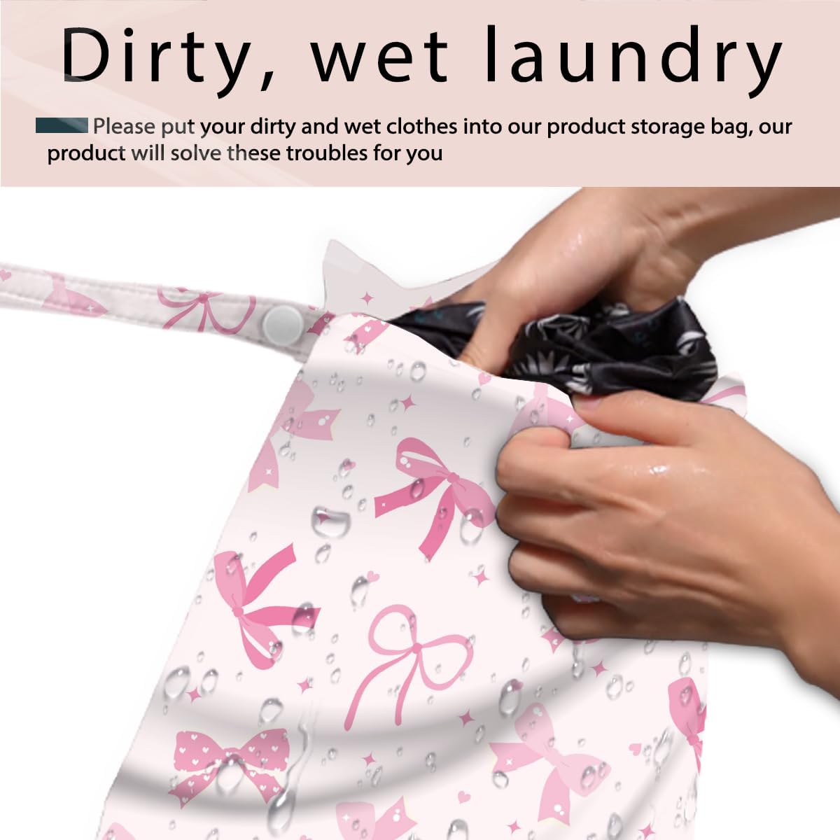 Swimsuit Bag Wet Bags for Travel Reusable Waterproof Bags Bow Waterproof Zipper Pouches Wet Bag for Swimsuit Towels Beach Gym 10.2×12.6 Inches