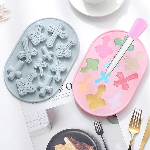 Miniatura 2 de OURASHERO 2 moldes de fondant para pasteles en forma de cruz, decoración de pasteles, decoración de cupcakes, arcilla de silicona, caramelo de