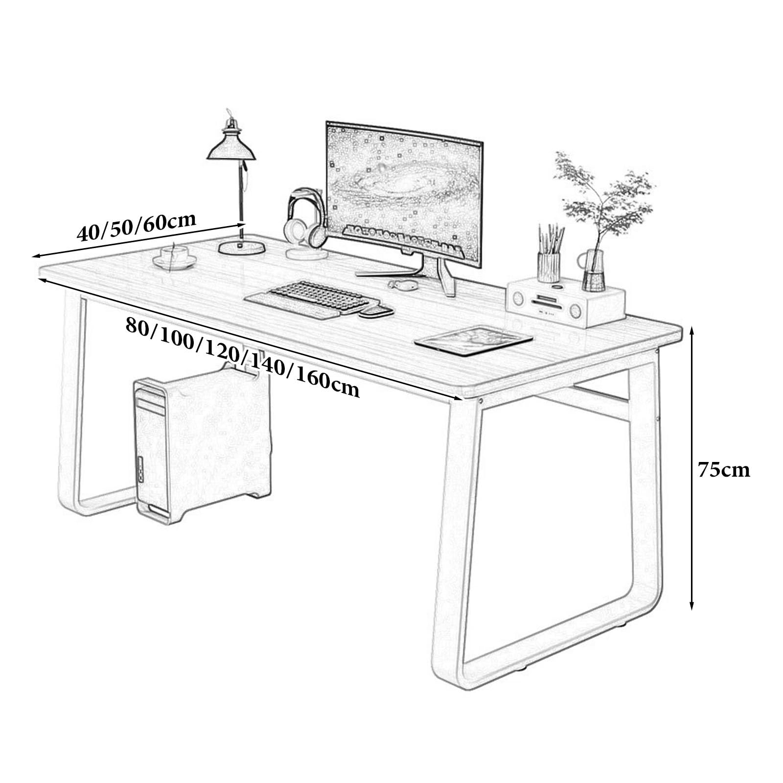 Scrivania da gioco industriale per PC, con taglierina per monitor, tastiera, documenti, tablet, vaso di fiori e cosmetici, perfetta per casa, ufficio e configurazione di gioco