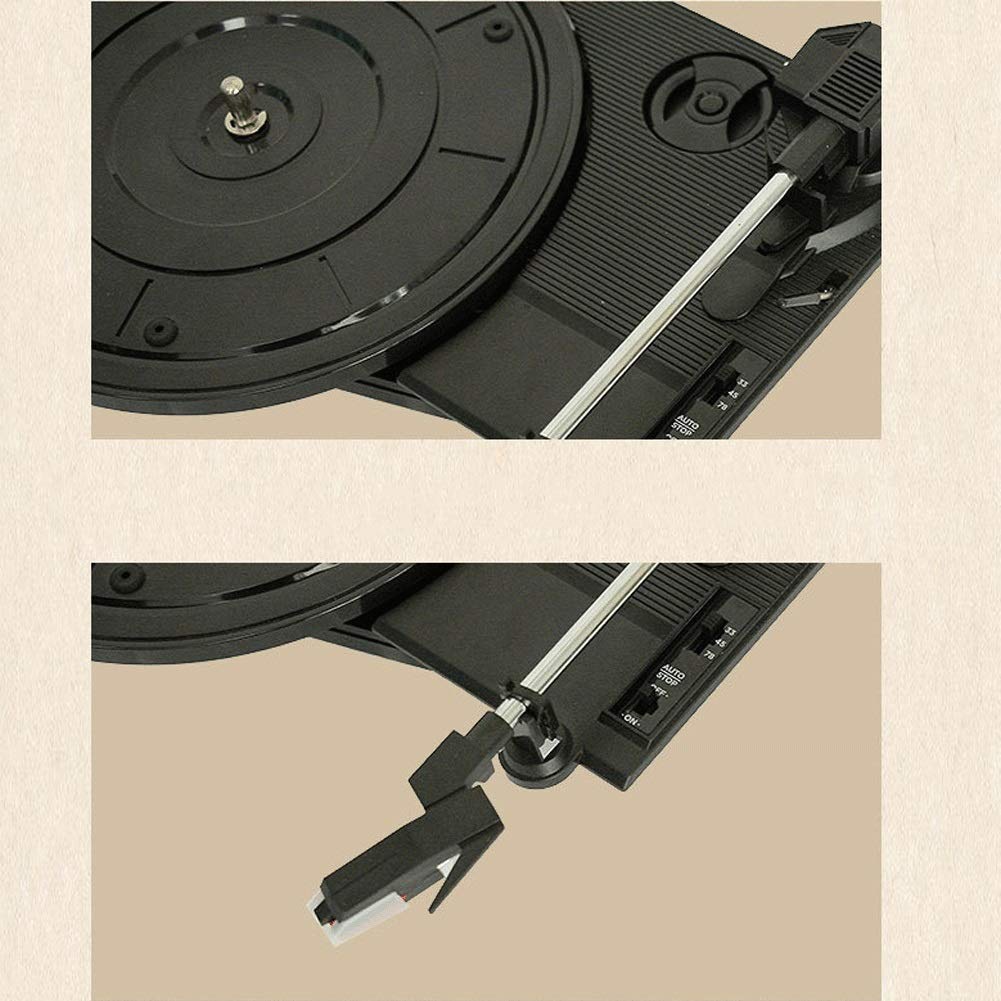 Giradischi Bluetooth con altoparlanti integrati, trasmissione a cinghia a 3 velocità, radio AM/FM, riproduzione SD/USB per audio domestico e ascolto di dischi in vinile