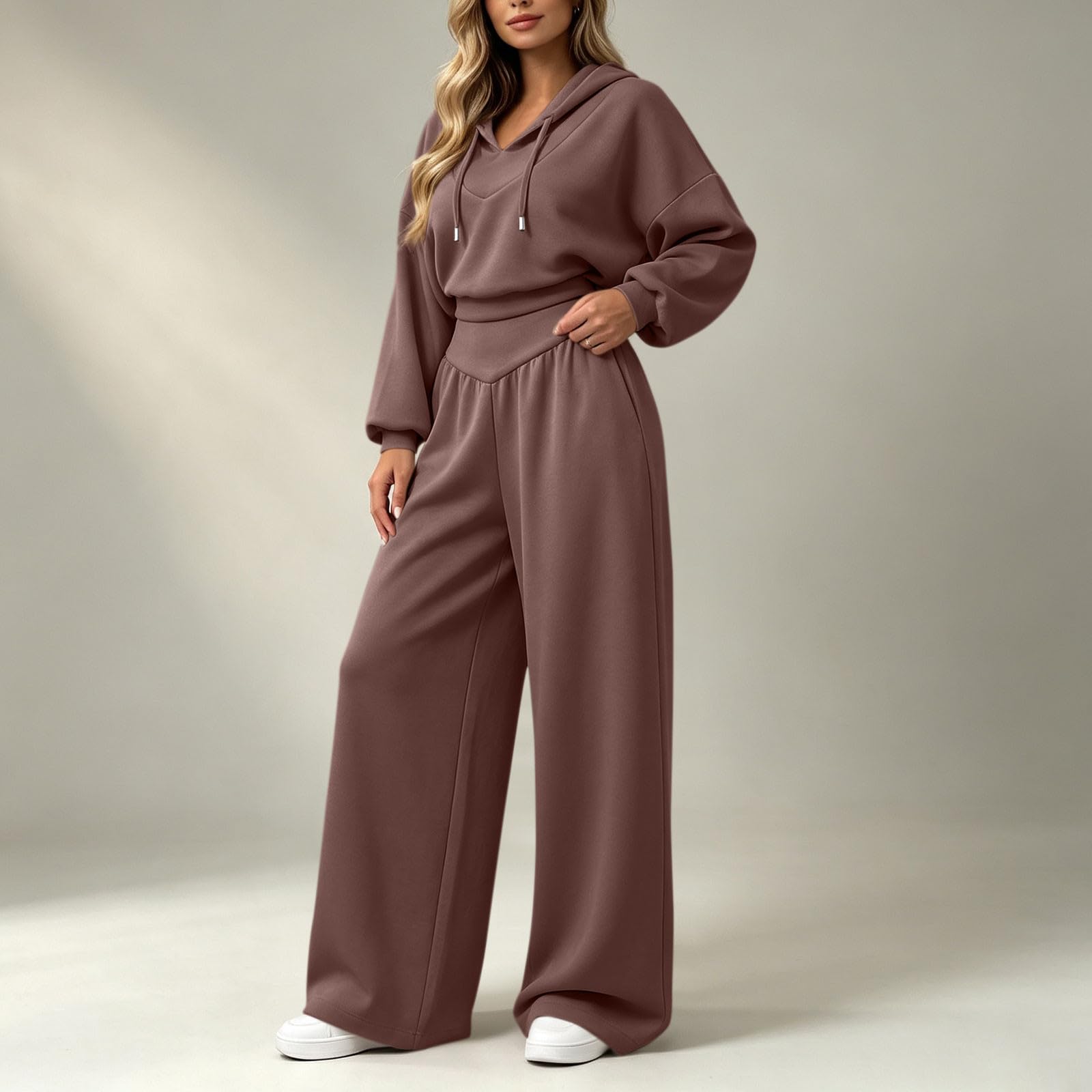 Tuta da donna Set completo Autunno Inverno Oversize Co Ord Set Felpa con Cappuccio Corta Elastico in Vita Pantaloni della Tuta Allenamento Palestra Felpa con cappuccio e Pantaloni da jogging Casual