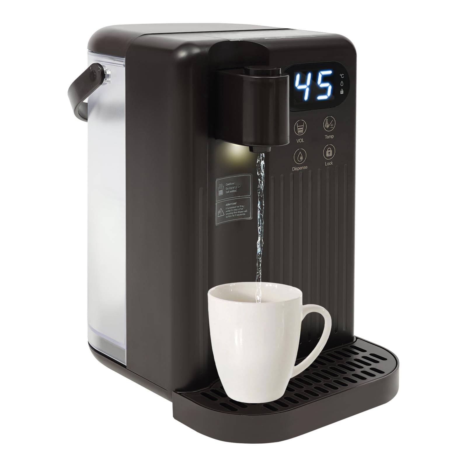 Dispensador eléctrico de agua caliente para beber fuente de agua oficina hogar caliente y fría máquina de beber mesa negra 18,5 x 24 x 30 cm 2200 W