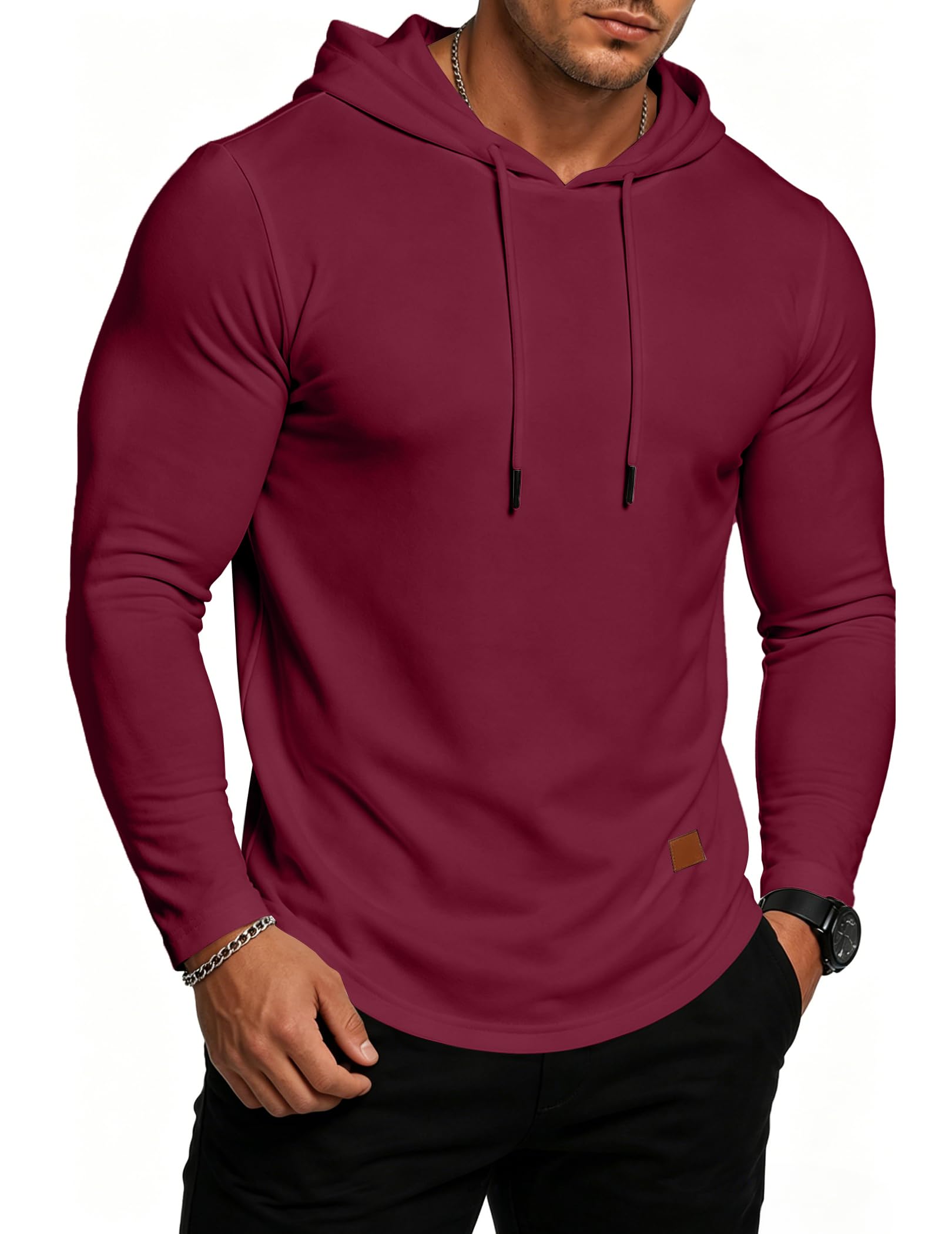 JMIERR Herren Muskel Hoodies Fleece Sweatshirt Fallen Pullover | Langarm Shirts, Slim Fitted, Longline Athletische Gym，Streetwear
