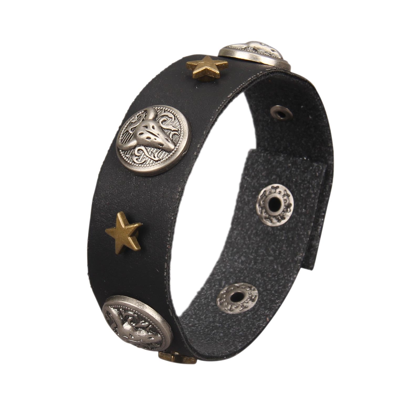 Jeilwiy Punk Leather Wristbands for Men Bracelets Handmade Wide Cuff Bangle Braided Jewelry Black Brown Adjustable - Punk Father's Gifts