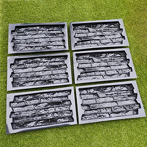 Bmold Set 6 Pcs Plastic Molds For Concrete Plaster. Form Wall Stone Veneer Tiles That Imitate Natural Stone, Black #TOP6