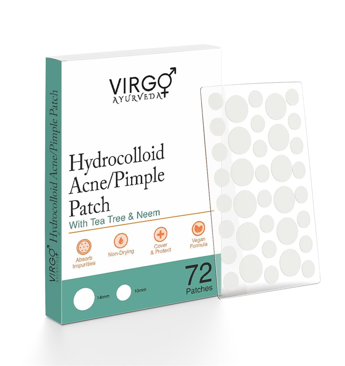 Vir go Ayurveda Hydrocolloid Acne Pimple Patch for Zits and Blemishes with Tea tree and Neem Spot Stickers