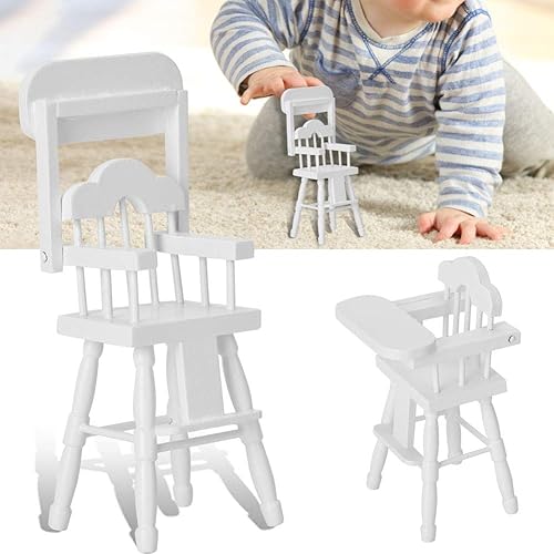 Miniatura 2 de LIZEALUCKY Silla de casa de muñecas 112, modelo de silla alta infantil, silla alta de madera, accesorios para casa de muñecas, el mejor regalo para