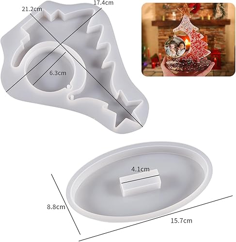 Miniatura 2 de Moldes de resina para marco de fotos, marco de fotos grande para árbol de Navidad, moldes de silicona con purpurina de arcilla navideña para