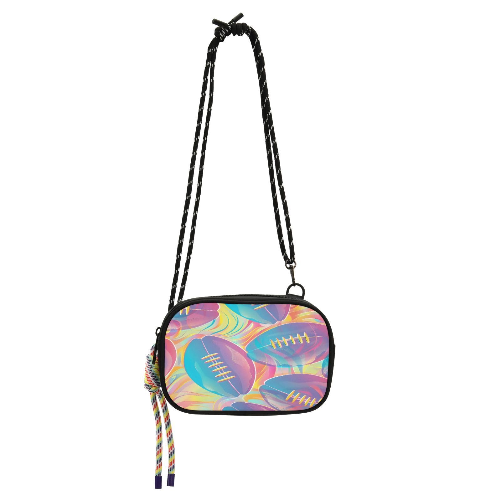 Women's Lightweight Crossbody Phone Purse with Adjustable Strap, Mini Nylon Wallet Bag for Essential Daily Carry, Hands-Free Travel Wallet for Cards Cash Keys, Football (5)