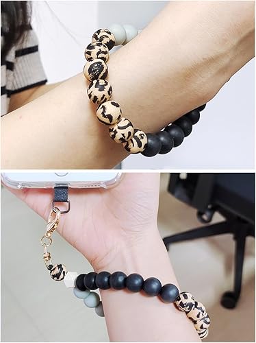 Miniatura 2 de Correa de muñeca de teléfono con cuentas de silicona de mármol, cordón para teléfono celular con pestaña de sujeción, pulsera elástica manos libres