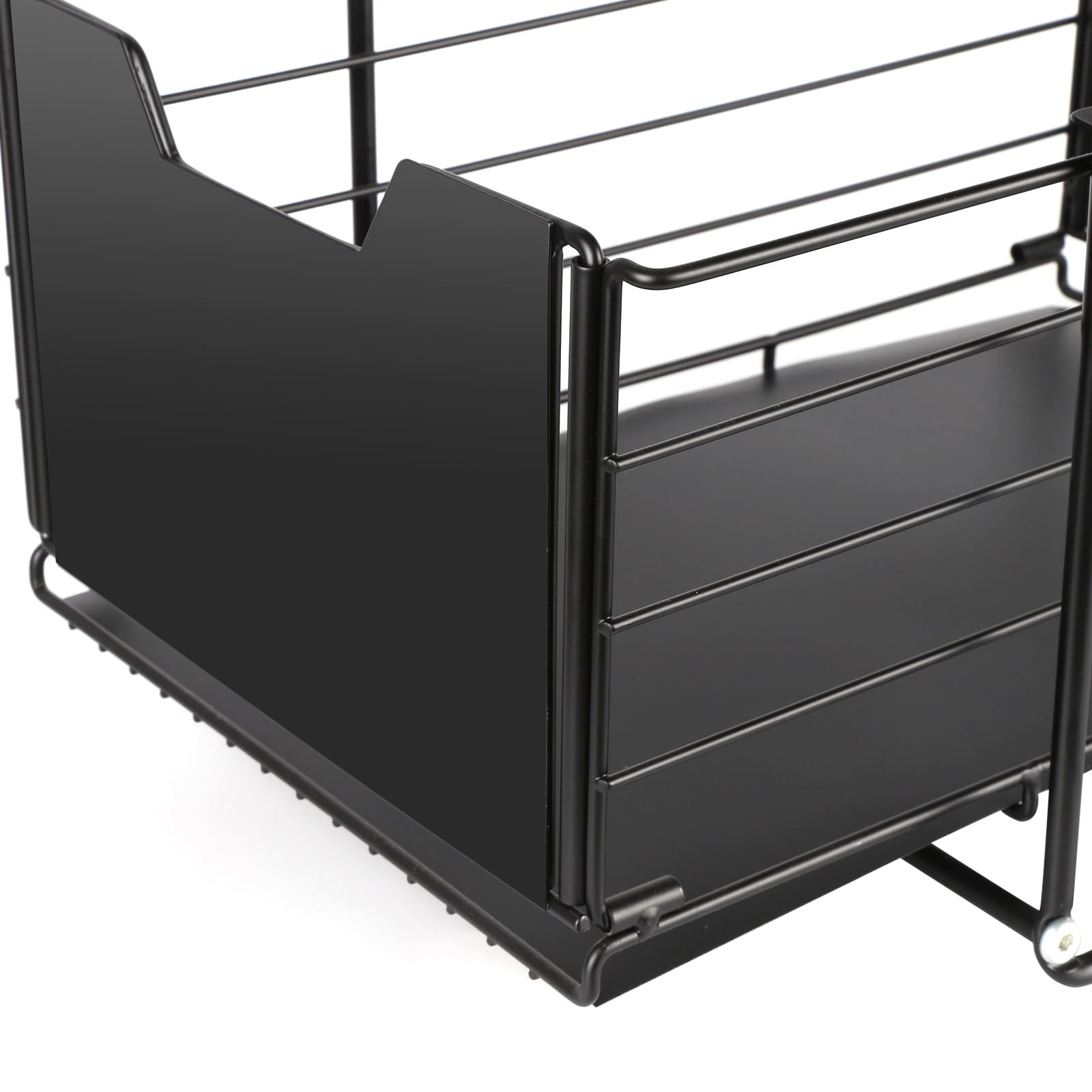 GLIT Unterschrank mit 2 Ebenen, Küchenregal, Schubladenschrank, Küchenorganizer mit 2 Schubladen, Aufbewahrungskorb für Küche, Speisekammer, Schlafzimmer, Gewürzhalter (Schwarz, 2 Stück)