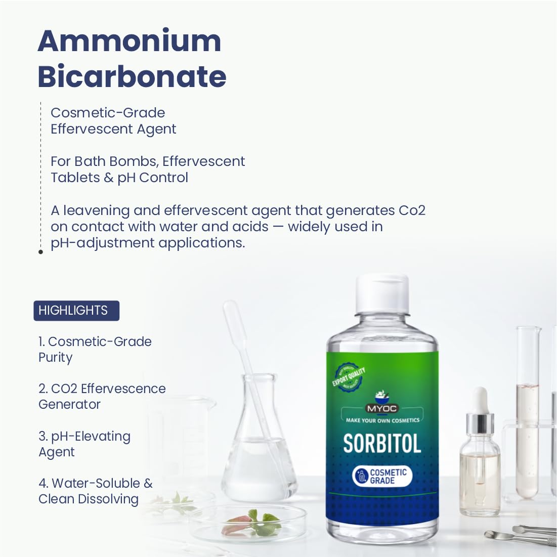 MYOC Sorbitol liquid cosmetic grade raw material for Soap Making, Thickener, Liquid Sweetener, Sorbitol Liquid for Skincare products - 550 ML 1