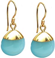 Vista 114 de Gempires - Pendiente de gancho de pera natural, pendiente de meditación, joyería hecha a mano, regalo para ella Yaxaite