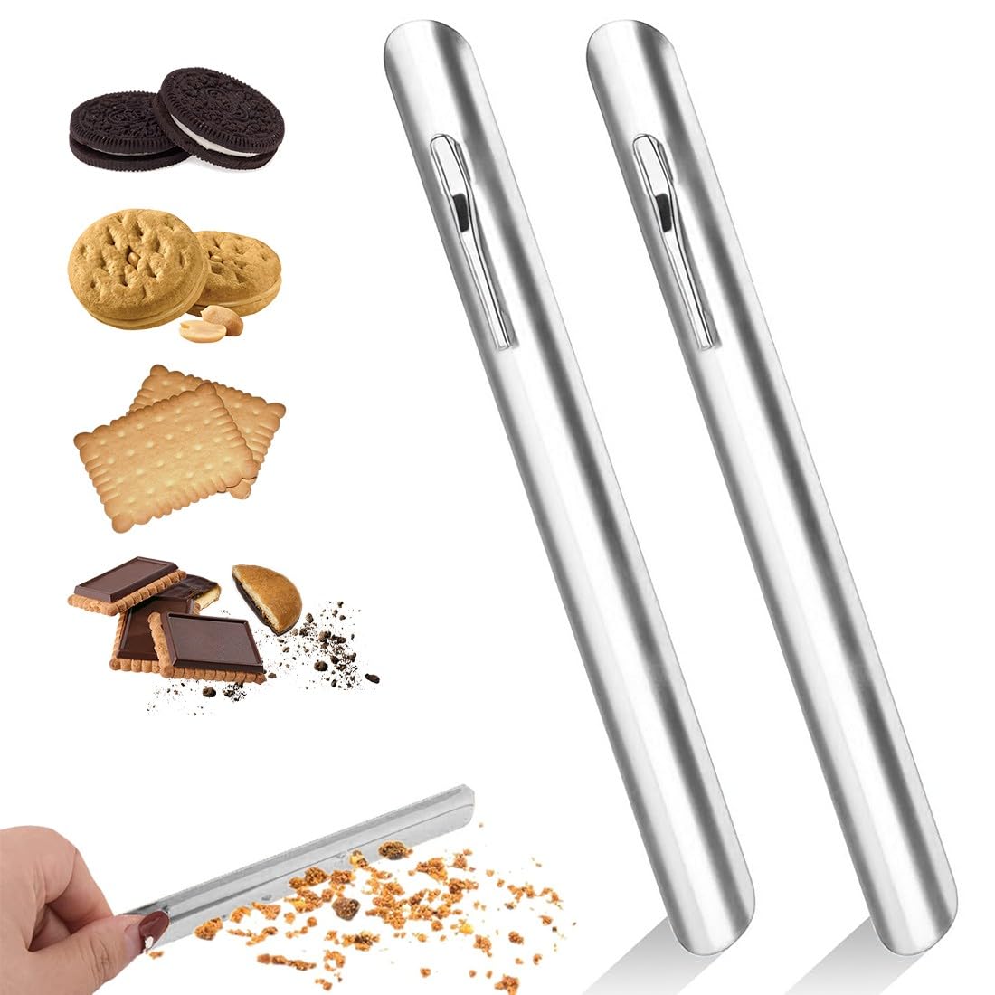 2 Pezzi Raccogli Briciole, Raccoglibriciole Acciaio, Paletta Raccogli Briciole in Acciaio Inox, Bordo Curvo e Flessibile, Attrezzo per Pulisci Briciole da Tovaglia per Ristorante e Ristorante