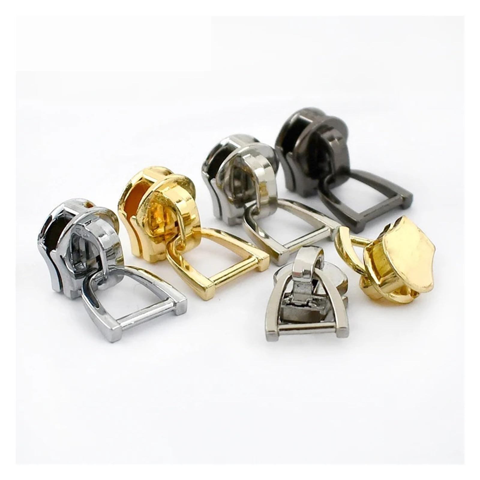Tirador de cremallera for Metal, anillo en D, deslizadores, bolsas, chaqueta, cierre cremalleras repuesto, accesorios costura DIY, 5-20 piezas, 3#5#8#10#(Chrome,20Pcs,ForMetal-No8)