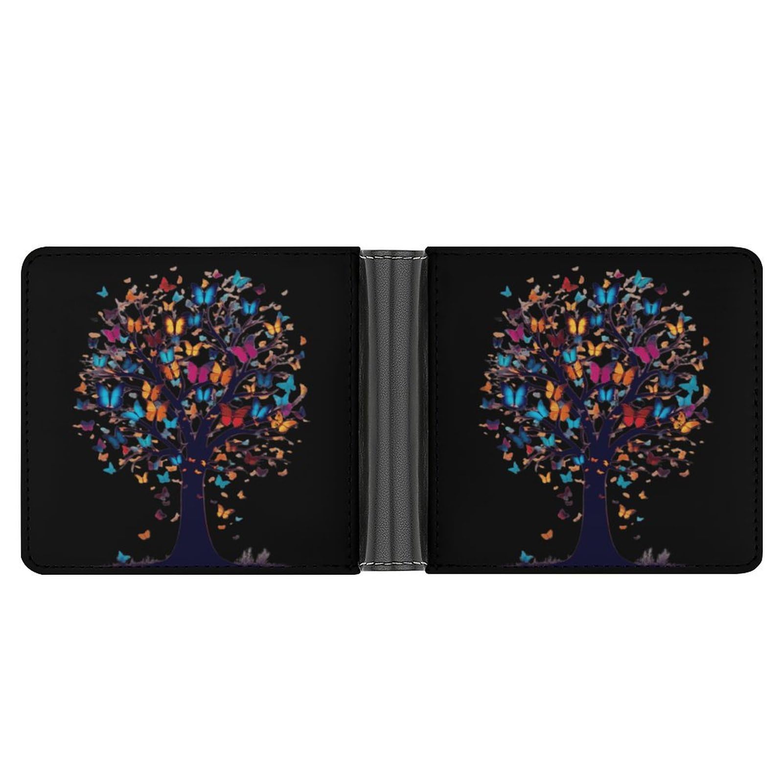 Butterfly Tree Funny Men's Slim Bifold Wallet with Multiple Card Slots Front Pocket Purse
