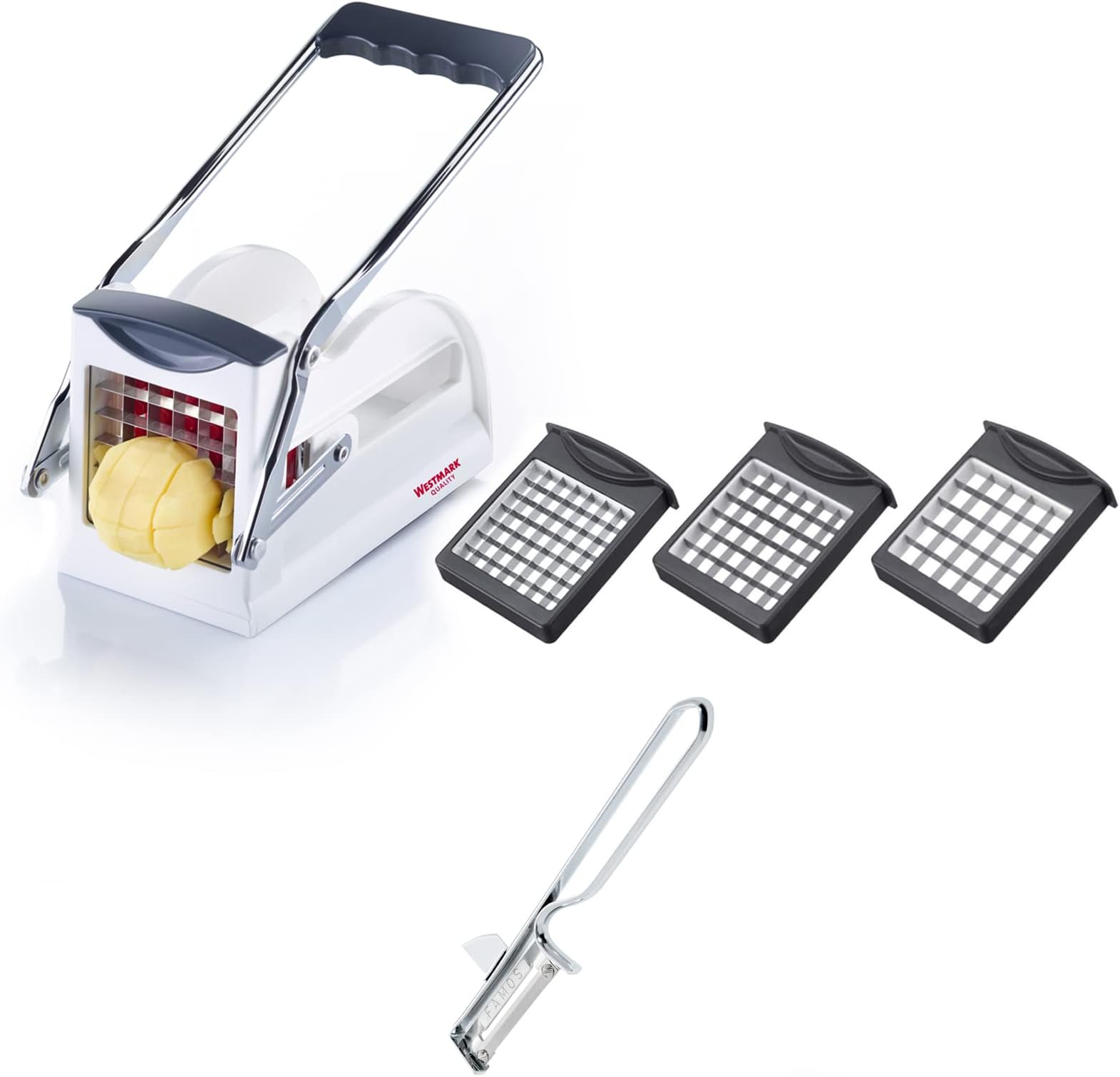 Elektrischer Pommesschneider – Mit 1/2 Zoll & 3/8 Zoll Klingen, Aus Edelstahl, Für Kartoffeln, Karotten & Mehr