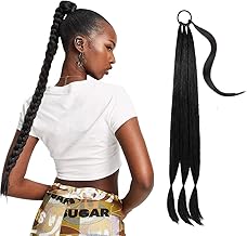 1pcs Long Ponytail Extension, 76 cm Long Braided Ponytail with Hair Tie, DIY Natural Soft Synthetic Hairpieces for Women, Black