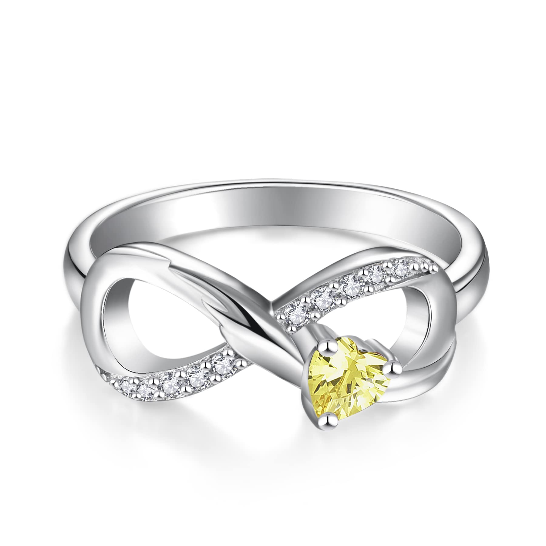 starchenie Bague Infini Aile Bague de Fiançailles en Argent 925 avec Pierre de Naissance pour Femme