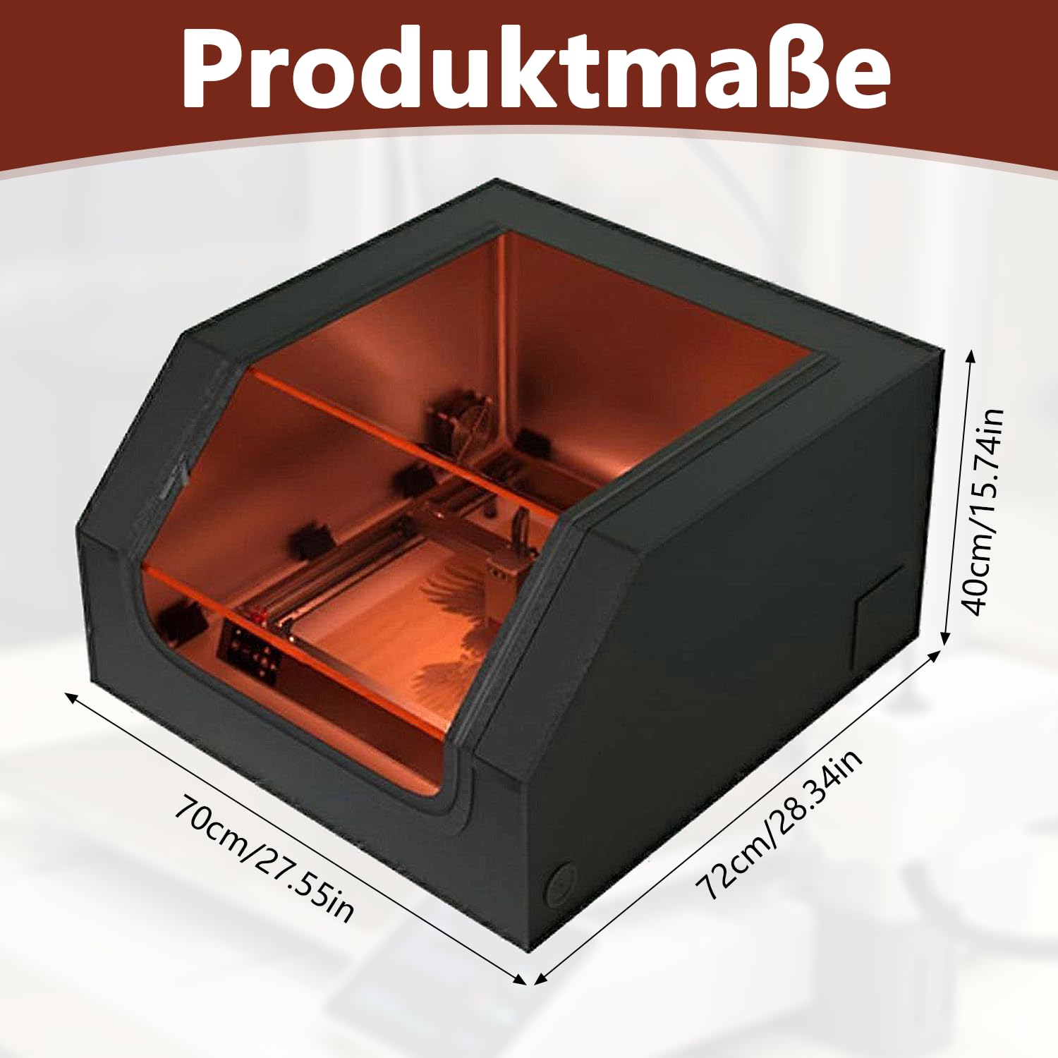 Lasergravierer Gehäuse 70 x 72 x 40cm, Schutzabdeckung für Poly Aluminium Folien Laserschneider, feuerfeste und staubdichte Sicherheitshaube mit Rauchabzugsöffnung Die Meisten Laserschneidmaschinen