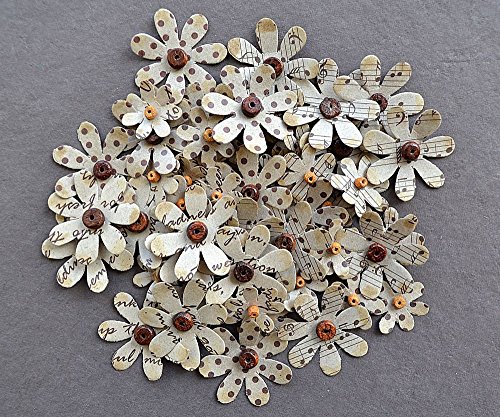 Printed Paper Flowers Small Assorted Craft (Pack of 50)