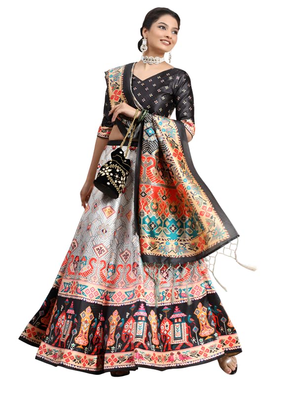kahiraa wholetex Satin Silk Printed Lehenga Choli Set for Women – Semi-Stitched Wedding, Haldi & Bridal Wear – Includes Unstitched Blouse & Printed Dupatta (MODEL-8)-picture-33
