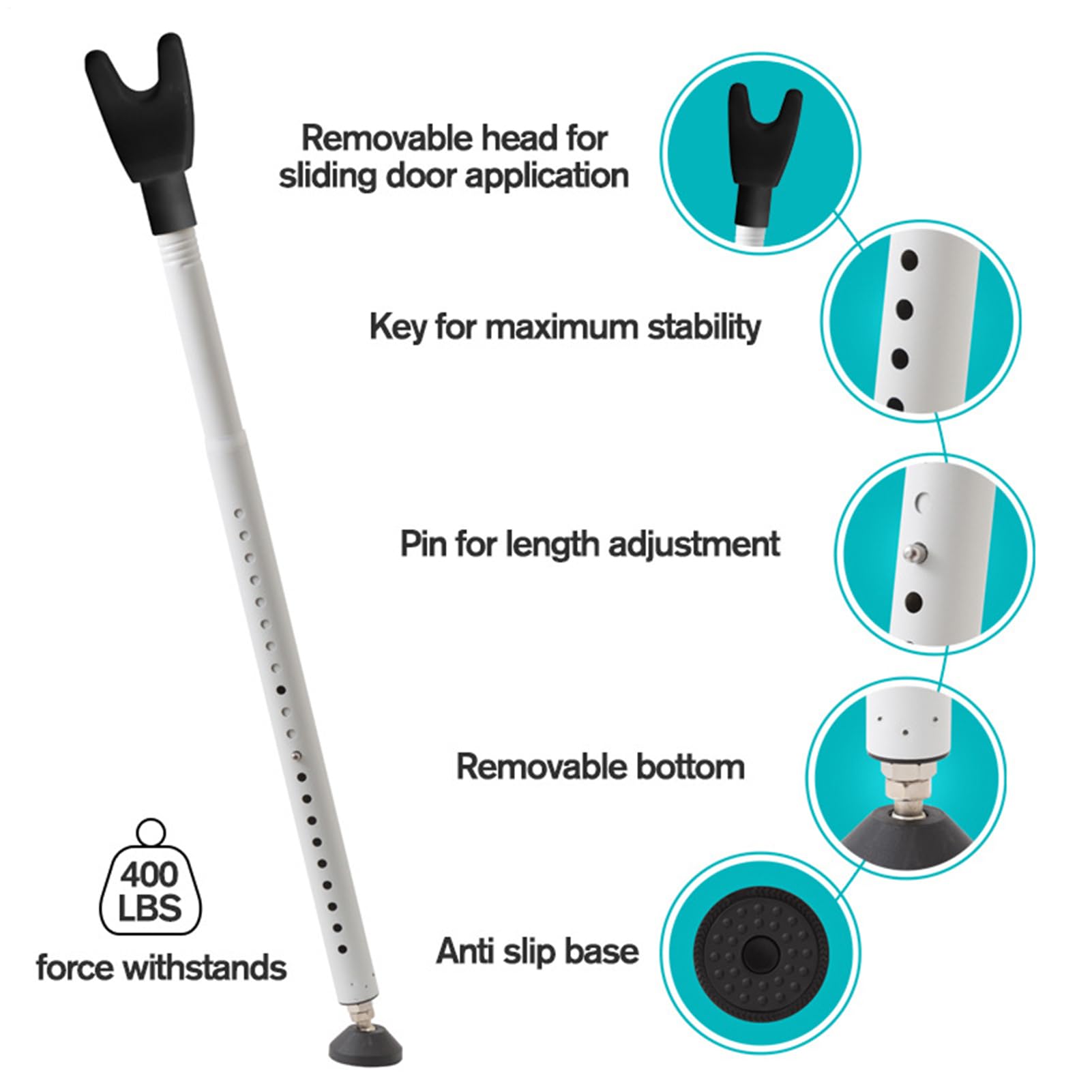 Barre de sécurité de porte - Jammeur de porte réglable, sécurité à la maison | Portes à charnières coulissantes de butée de porte renforcée, protection contre la barre de sécurité