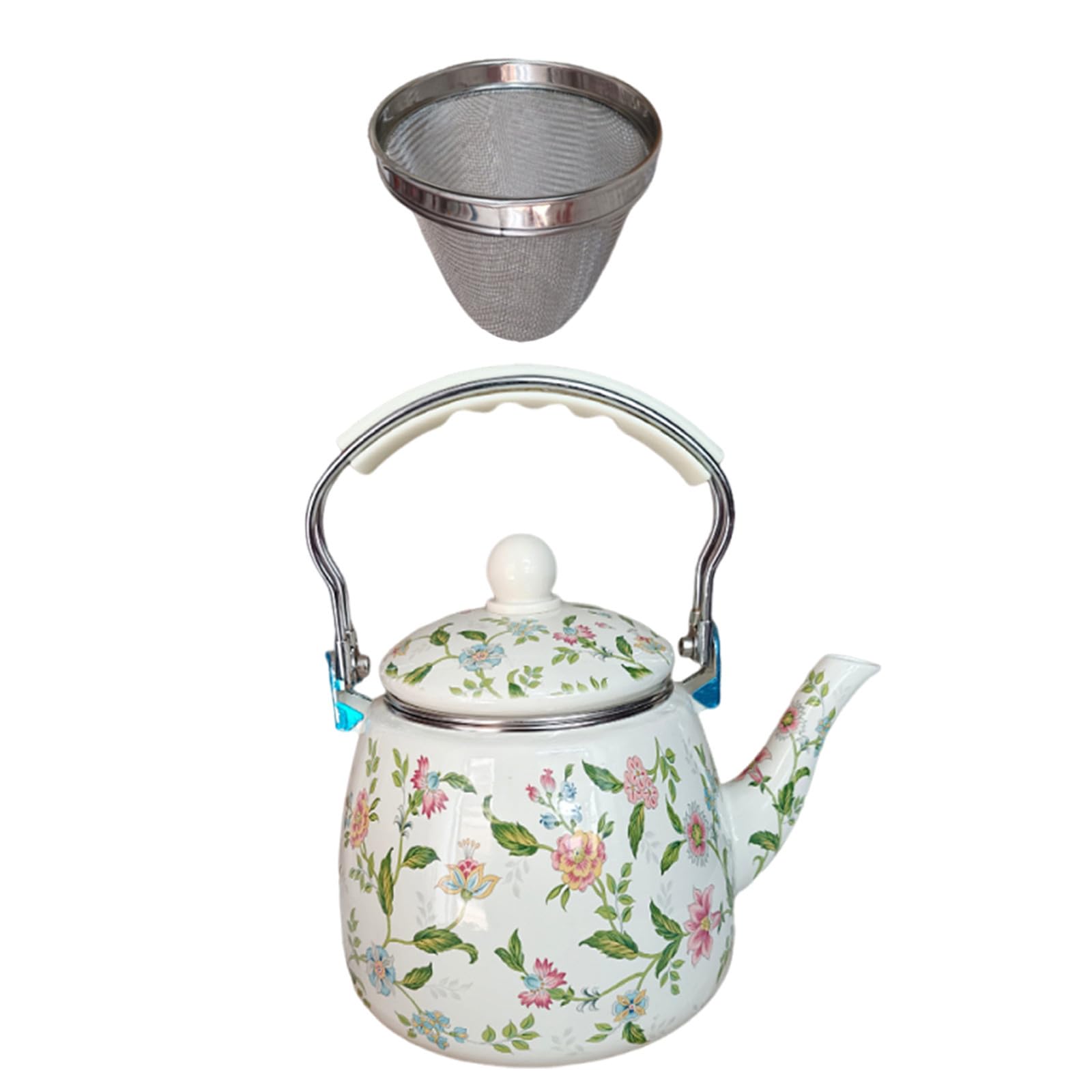 ibasenice Tetera Esmaltada de 3.3l con Filtro de Acero Inoxidable Extraíble y Pared Interior Gruesa Distribución de Calor Mejorada, Adecuado para Preparar Té en Mesa Pequeña